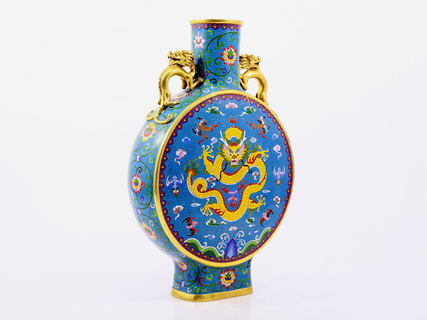 A pair of cloisonné auspicious clouds and dragon pattern amphora