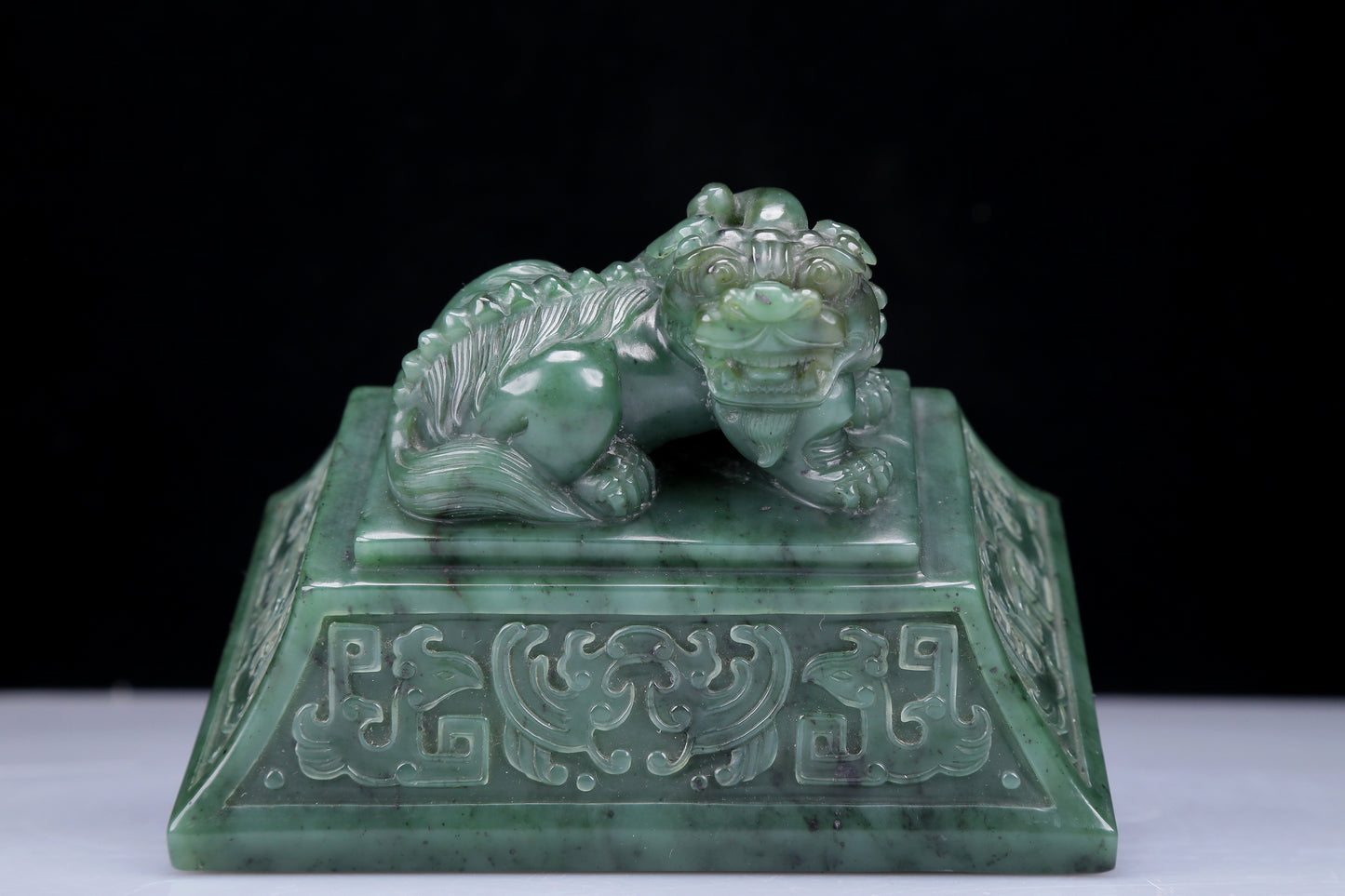 A Precious Jasper 'Animal Mask' Quadripod Censer And Cover