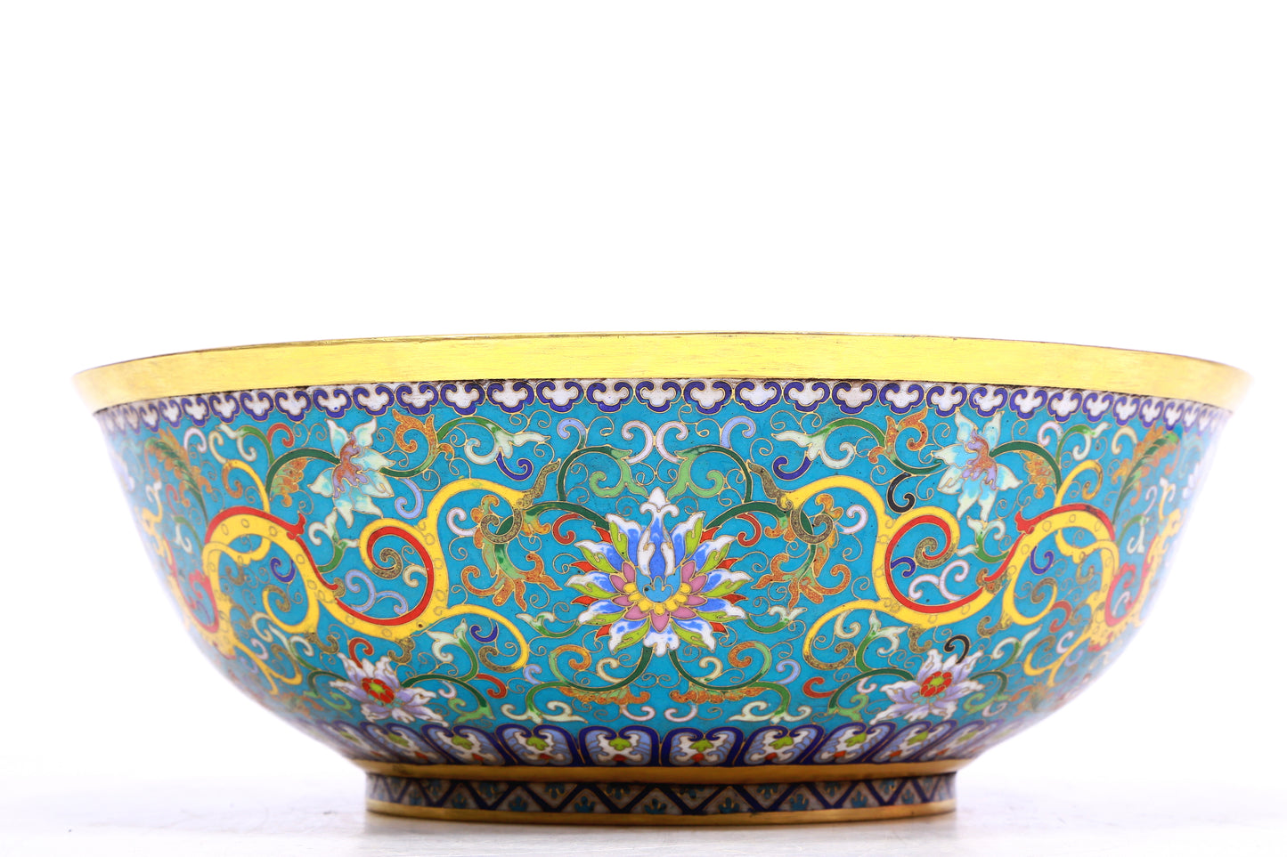A Gorgeous Cloisonne 'Chi-Dragon& Scrolling Lotus' Bowl