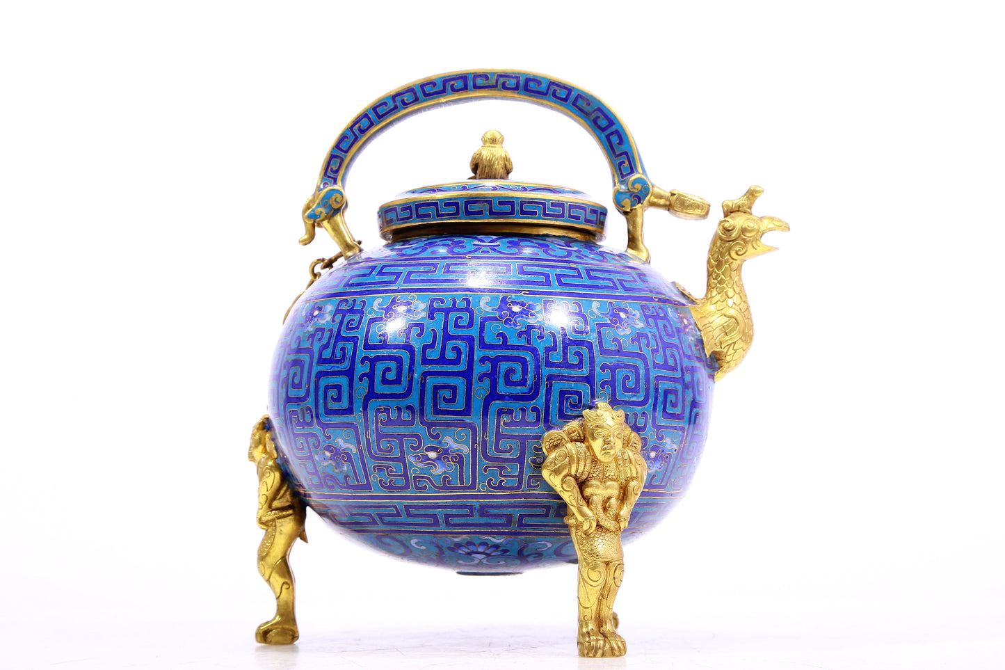 A Superb Cloisonne 'Dragon' Tripod Ewer With A Phoenix Spout
