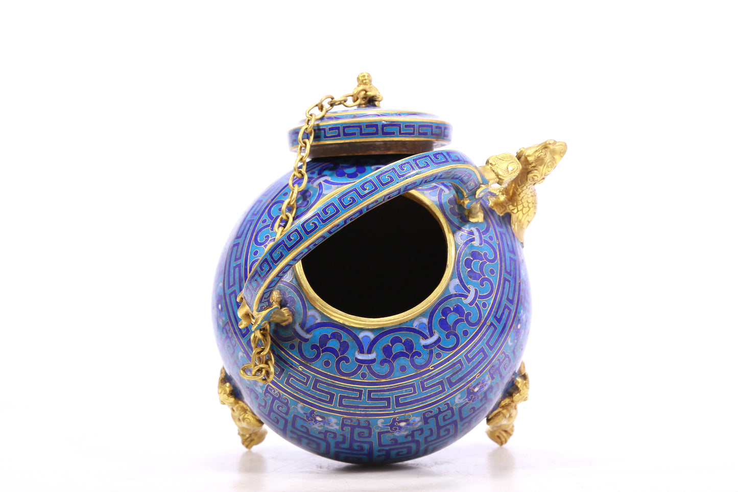 A Superb Cloisonne 'Dragon' Tripod Ewer With A Phoenix Spout