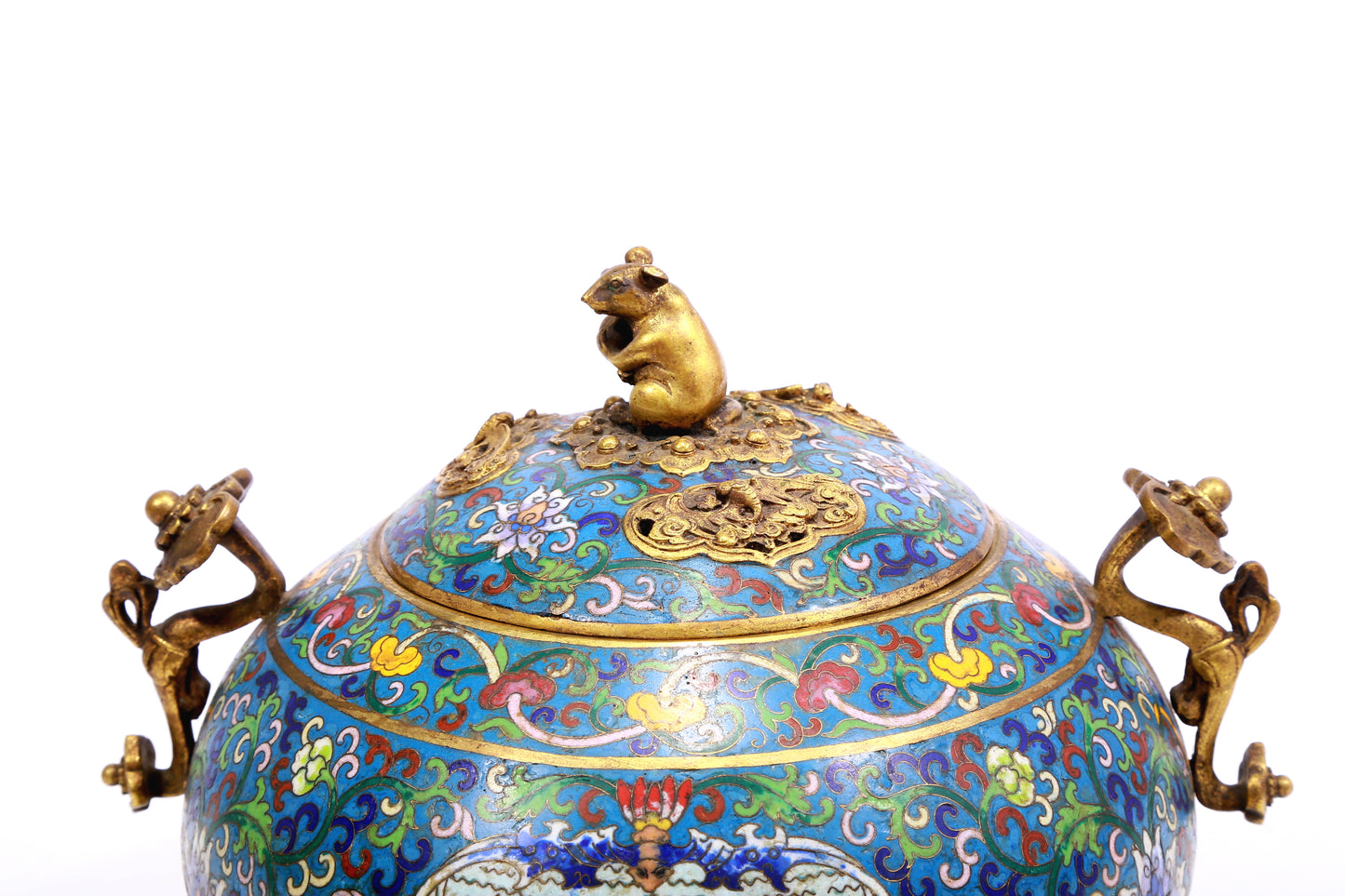 A cloisonne tangled lotus pattern Ruyi ear stove