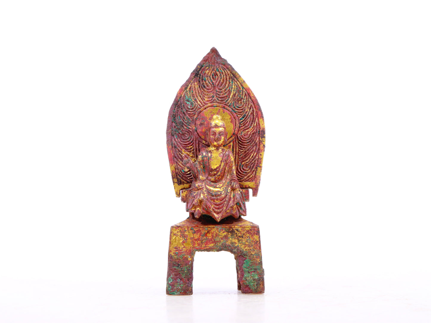 A serene gilt bronze statue