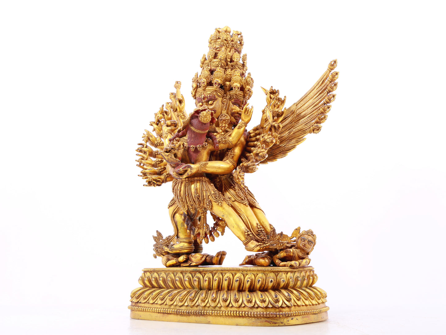 A solemn gilt bronze Vajra statue