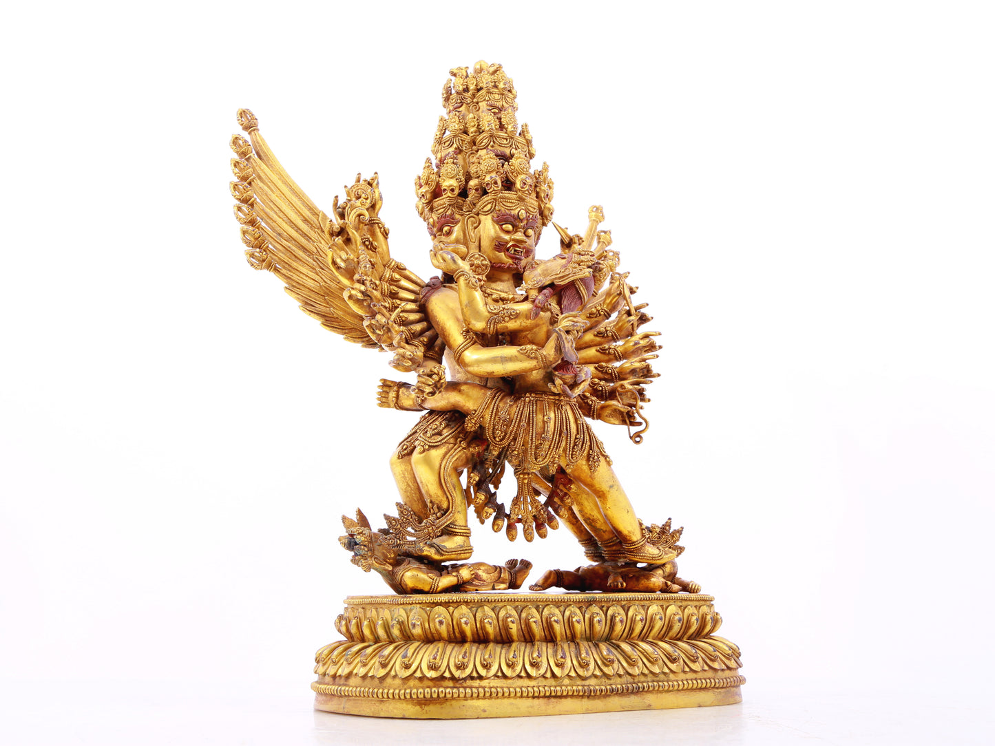 A solemn gilt bronze Vajra statue