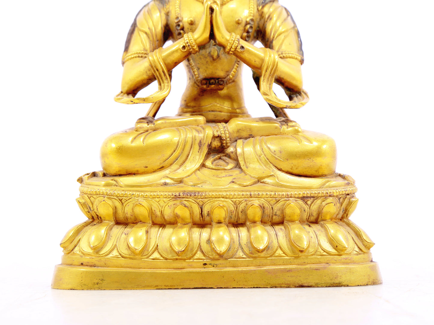 A serene gilt bronze statue of Bodhisattva