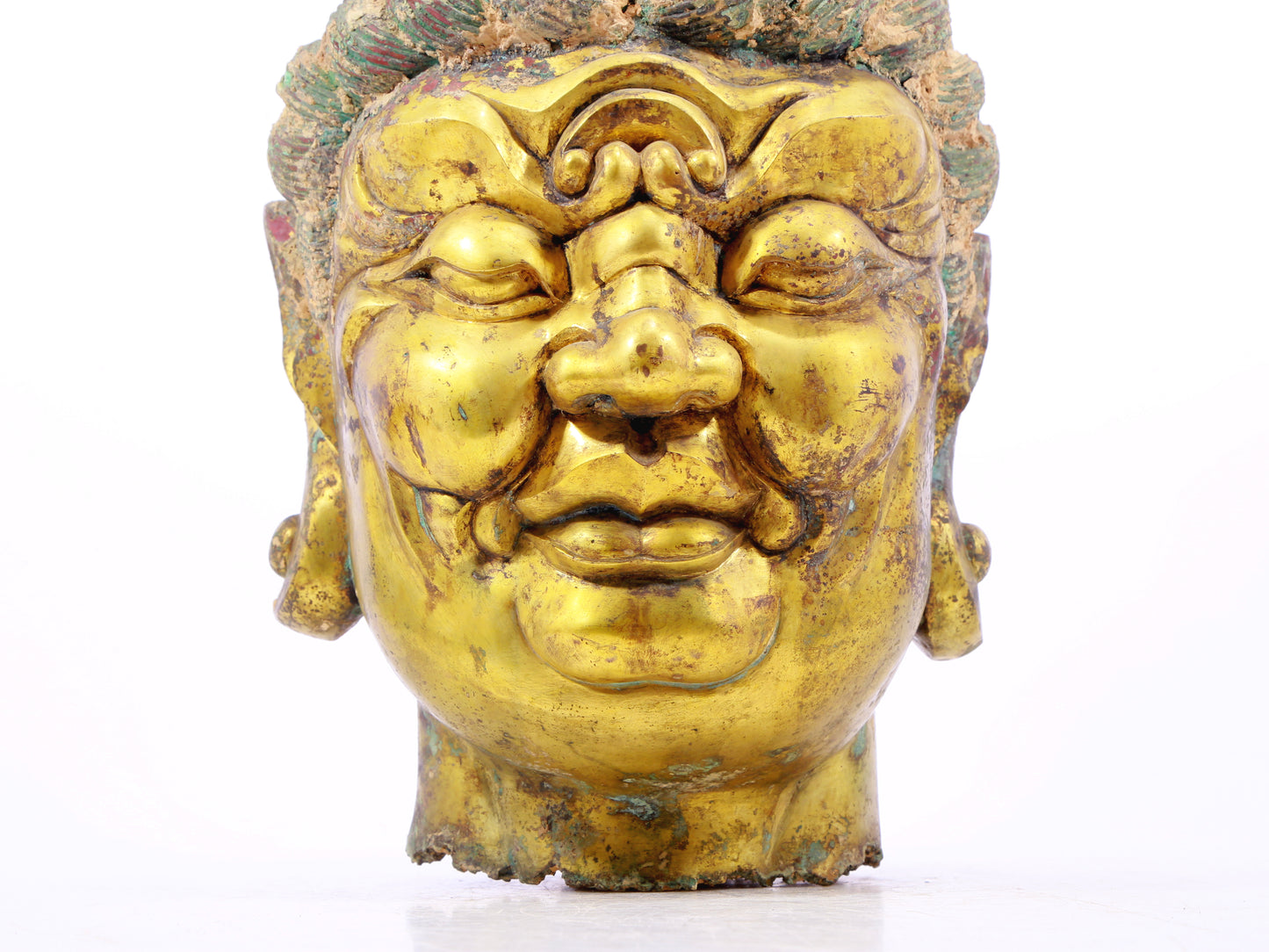 A solemn gilt bronze Vajra statue