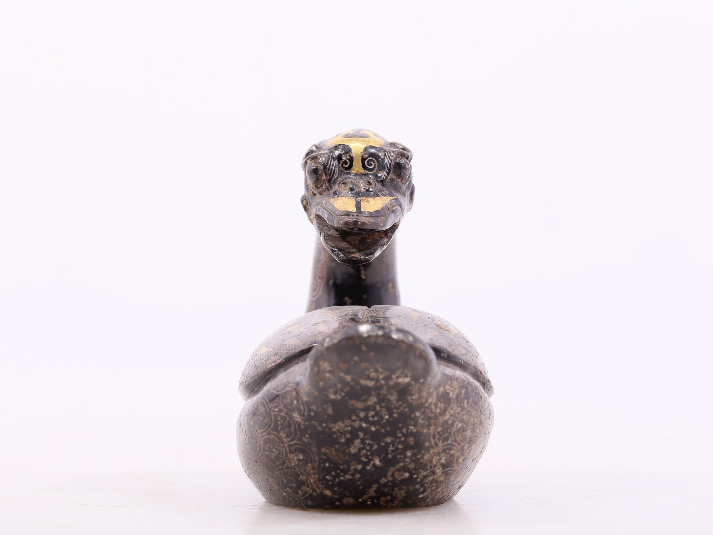An Archaic Pair Of Bronze Gold& Silver-Mounted Swan