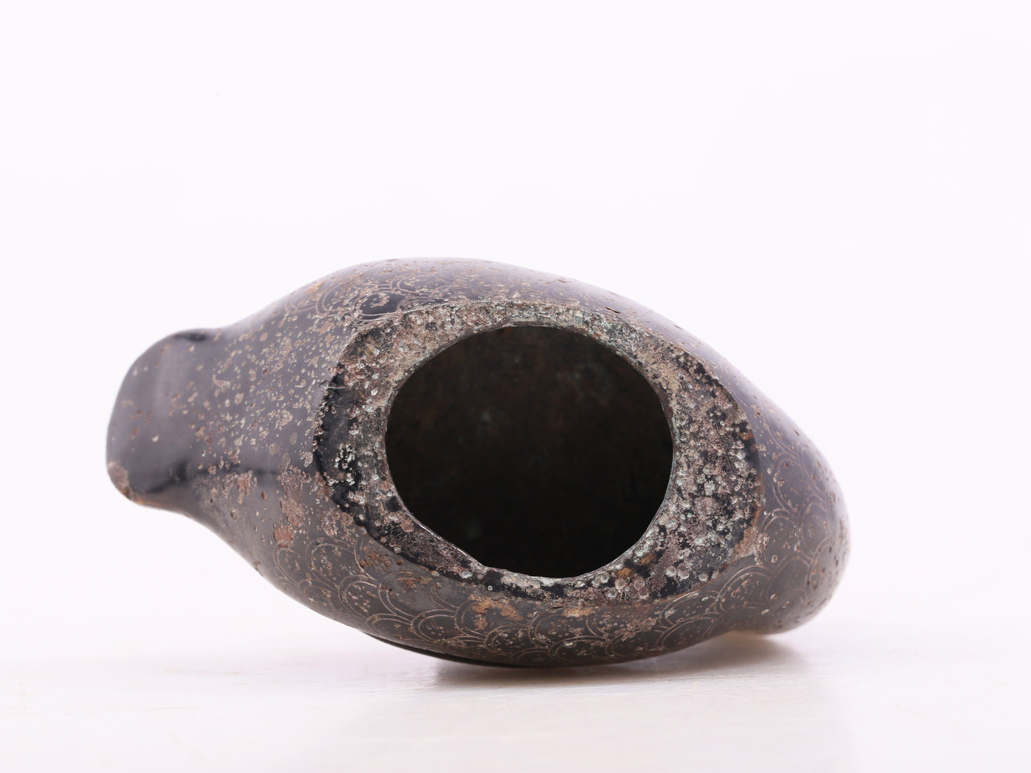 An Archaic Pair Of Bronze Gold& Silver-Mounted Swan