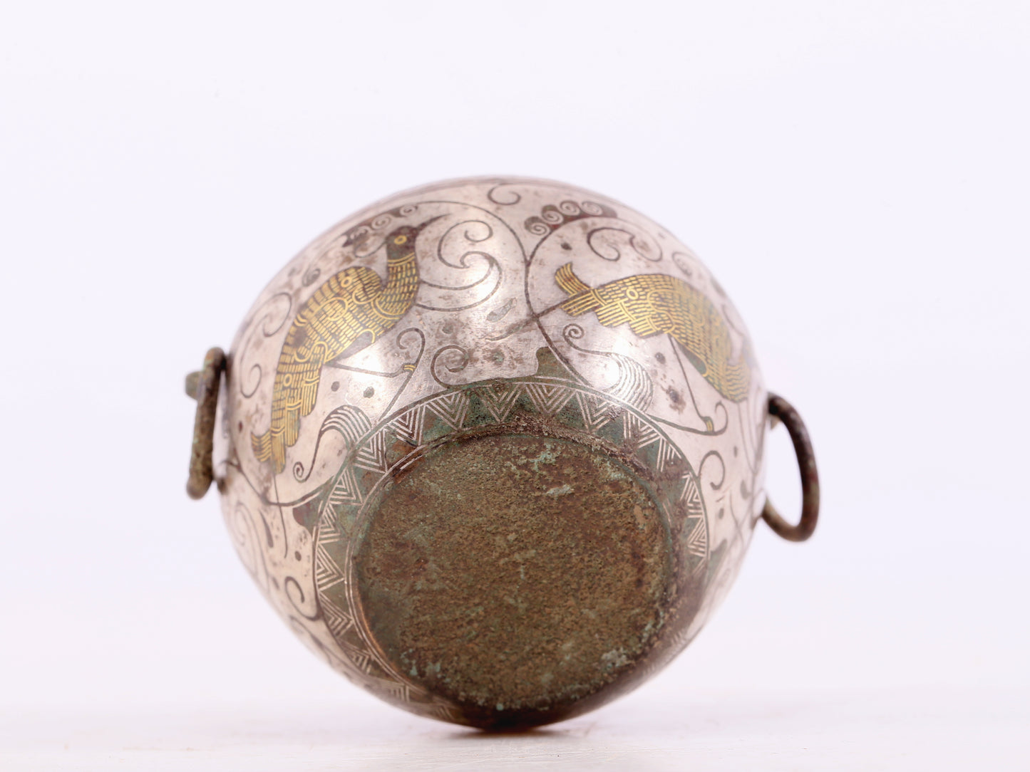 An Archaic Pair Of Bronze Gold& Silver-Inlaid 'Bird& Flower' Jar And Cover