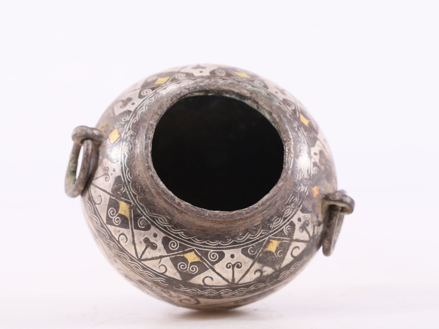 An Archaic Pair Of Bronze Gold& Silver-Inlaid 'Bird& Flower' Jar And Cover