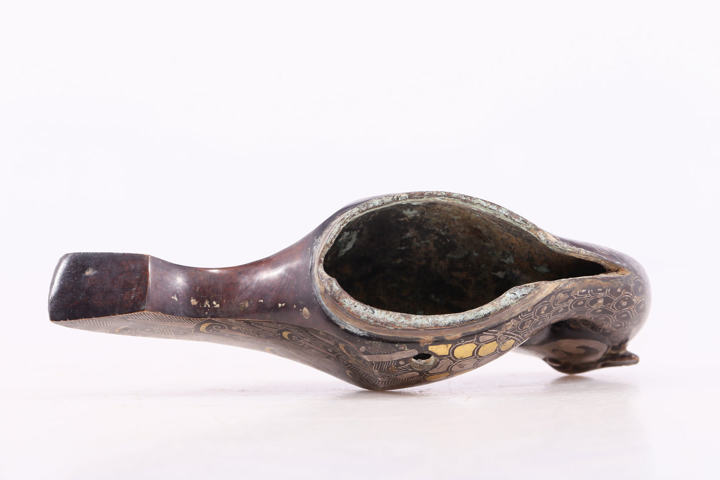 An Archaic Pair Of Bronze Gold& Silver-Mounted Bird