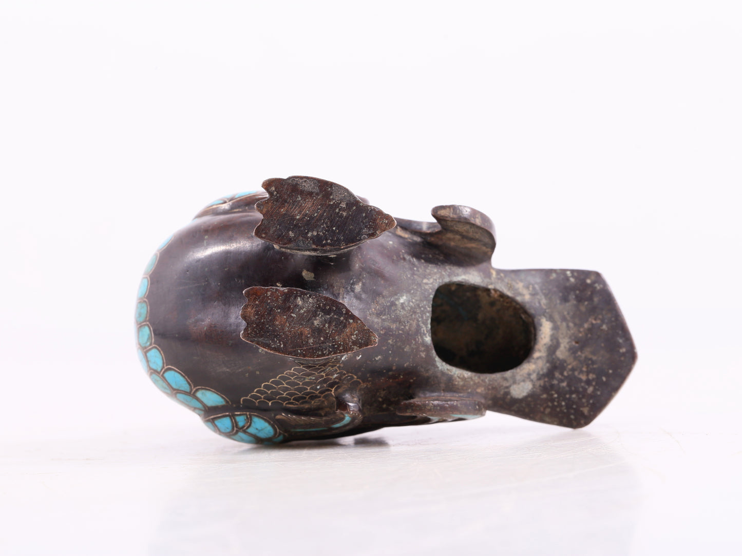 An Excellent Bronze Gold& Silver-Mounted Turquoise-Inlaid Bird
