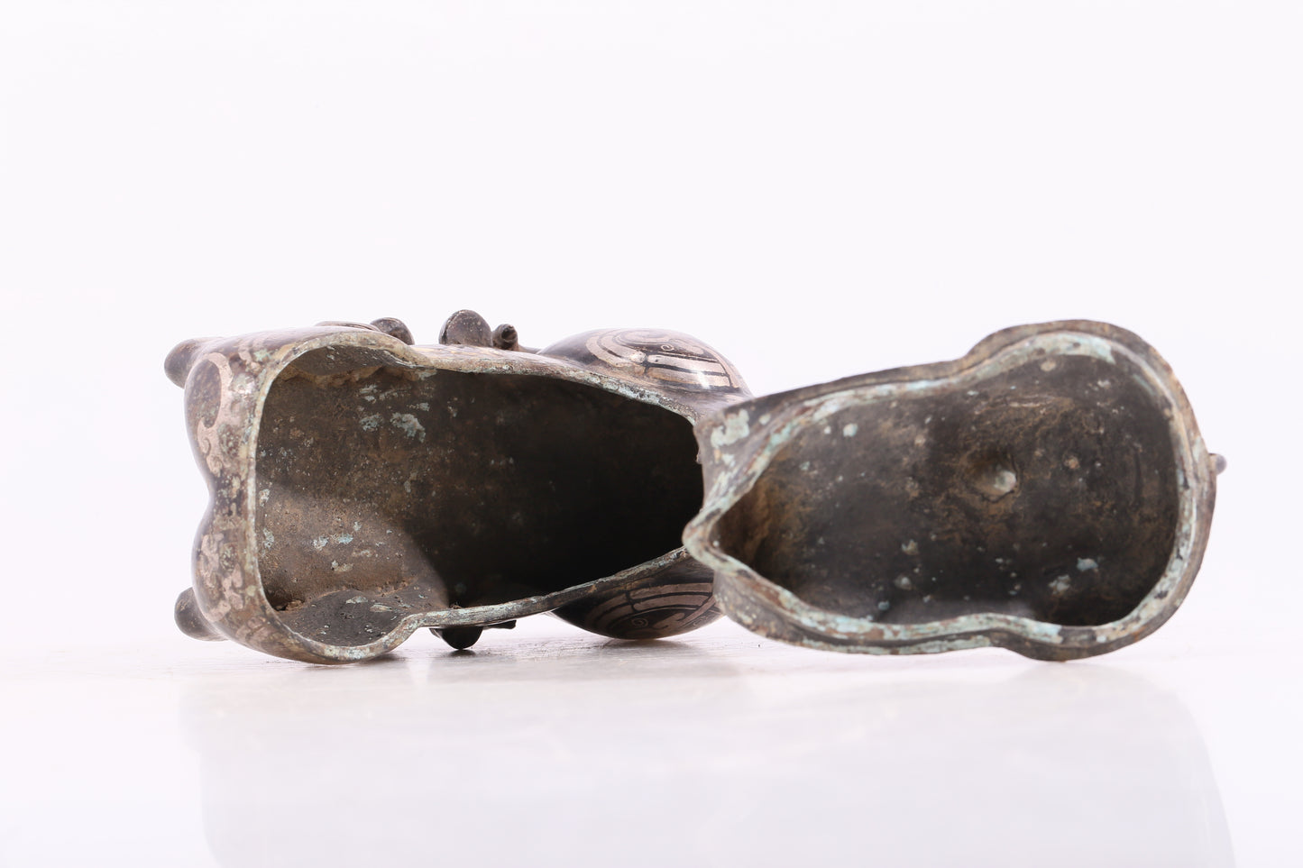 An Excellent Bronze Gold& Silver-Mounted Ram-Form Candlestick