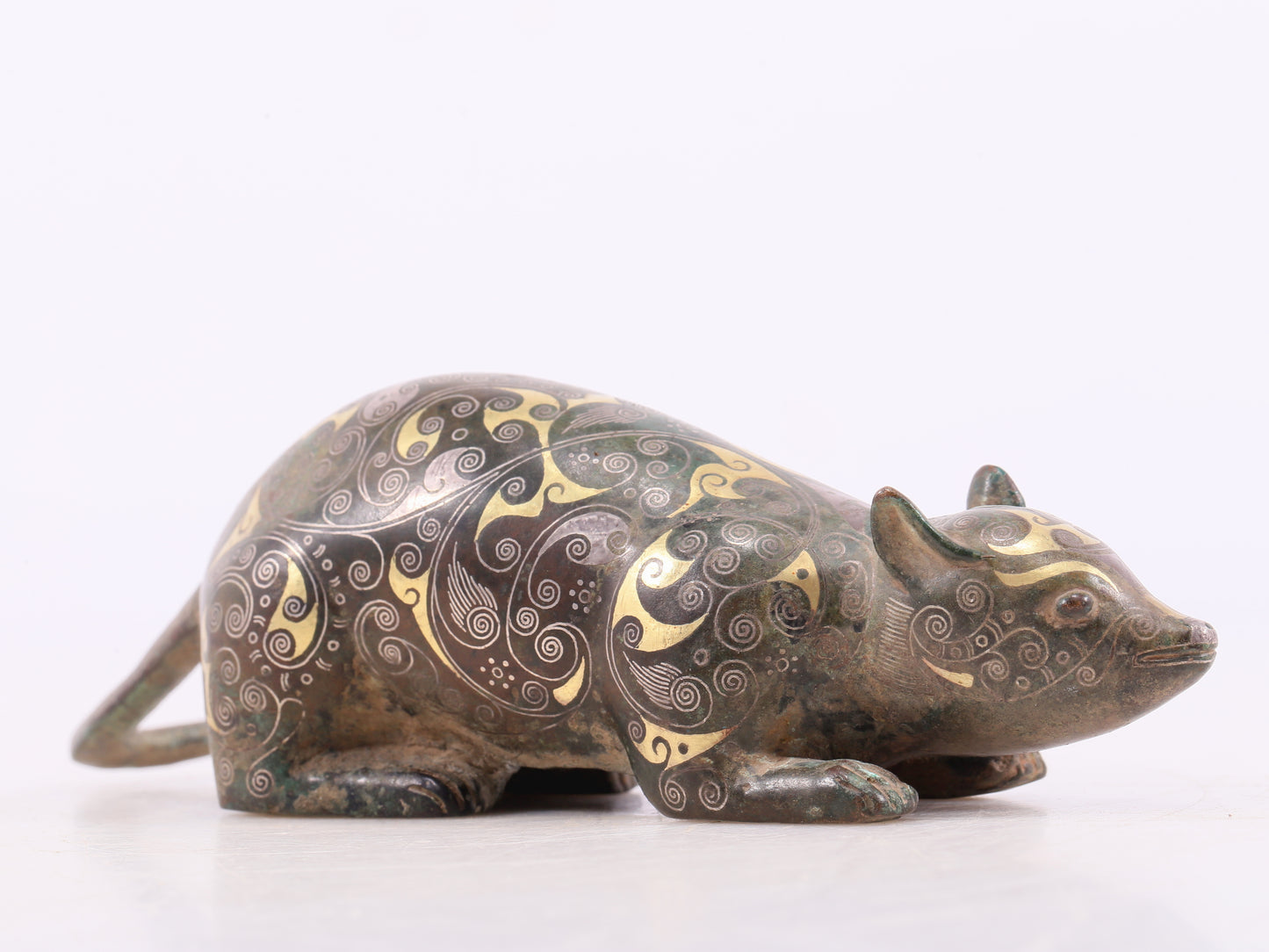 An Archaic Bronze Gold& Silver-Inlaid Rat