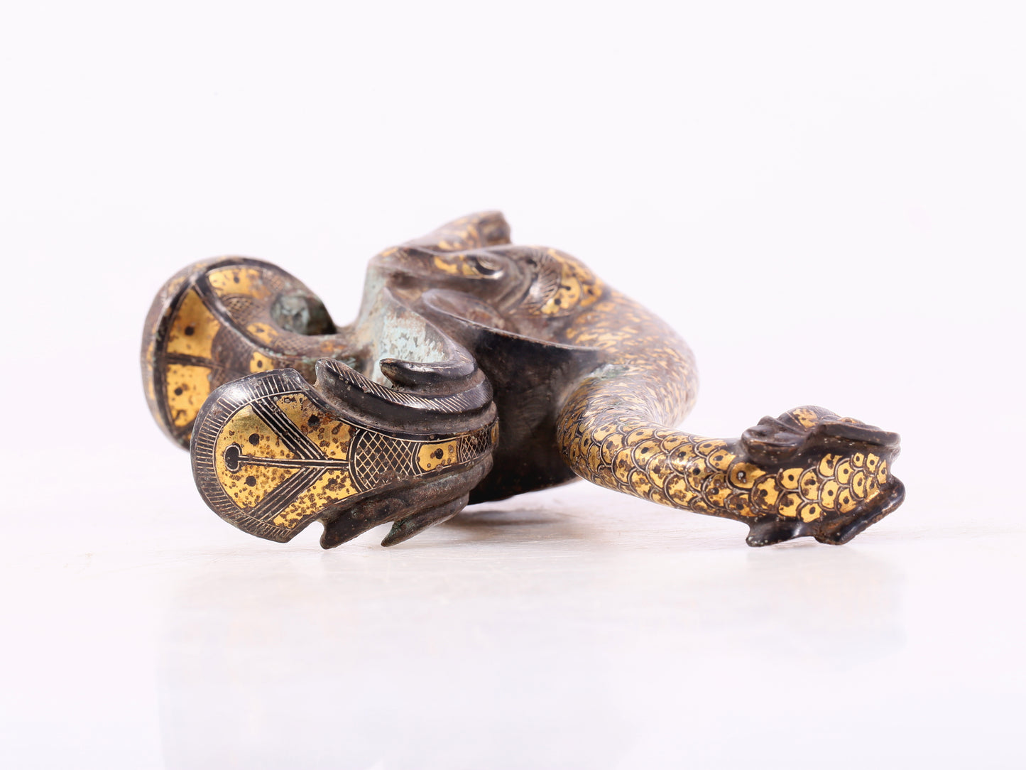 An Archaic Pair Of Bronze Gold& Silver-Inlaid Phoenixes