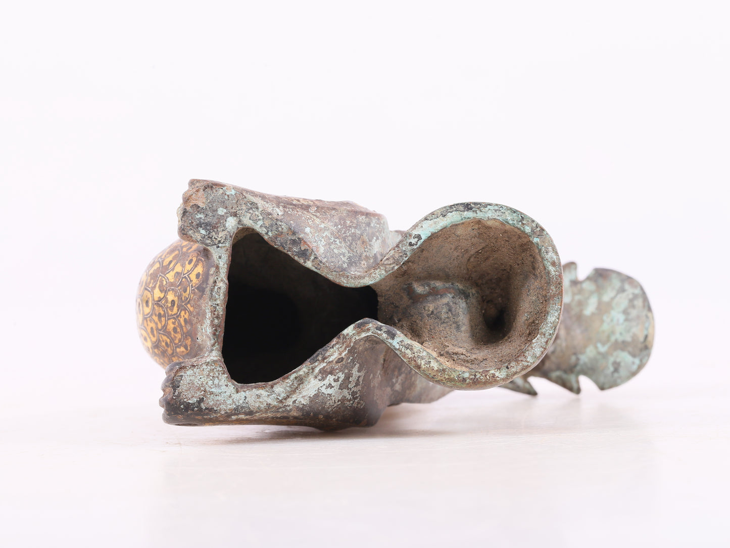 An Archaic Pair Of Bronze Gold& Silver-Inlaid Phoenixes