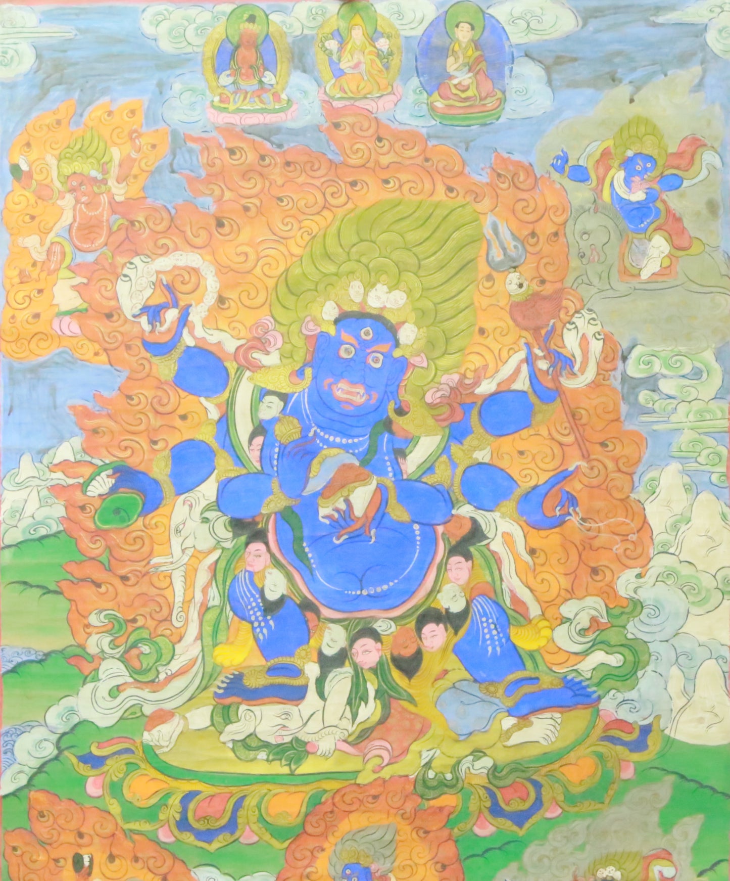 An Exquiste Painted Gold Vajra Thangka