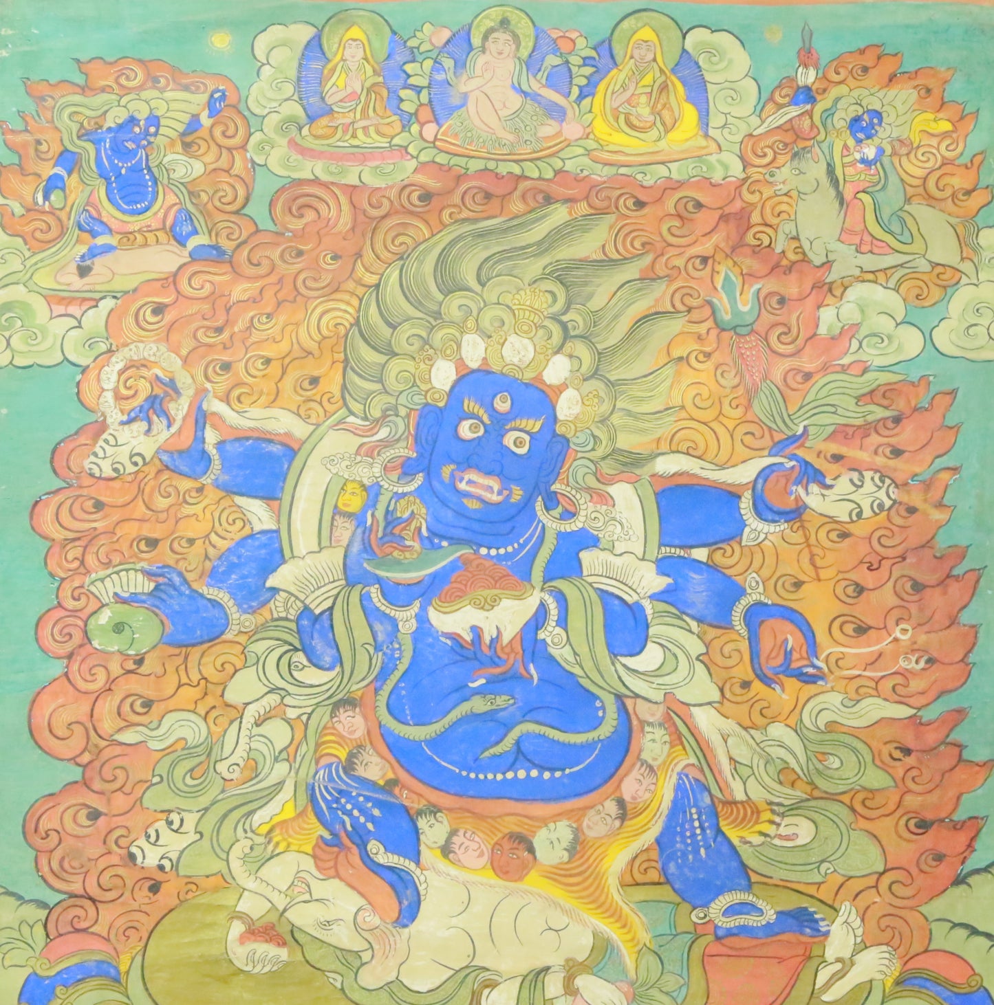 An Exquiste Painted Gold Vajra Thangka