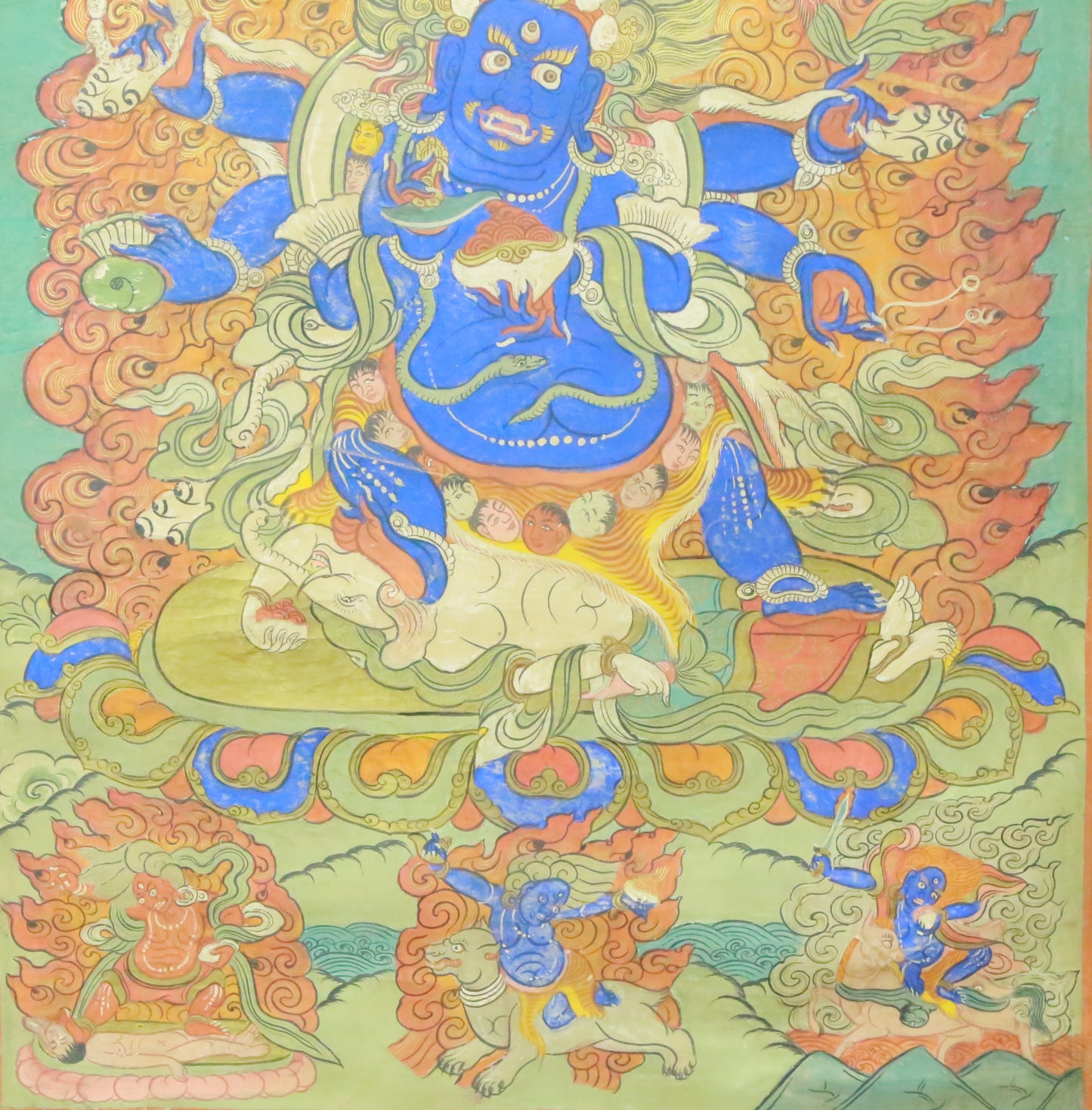 An Exquiste Painted Gold Vajra Thangka