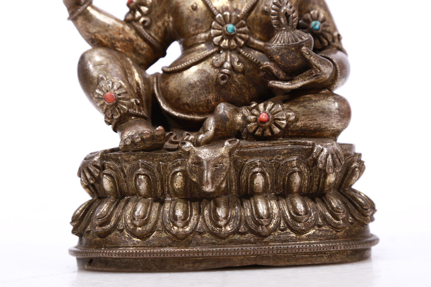 A Superb Gilt-Bronze Silver Figure Of Kubera With Inscriptions