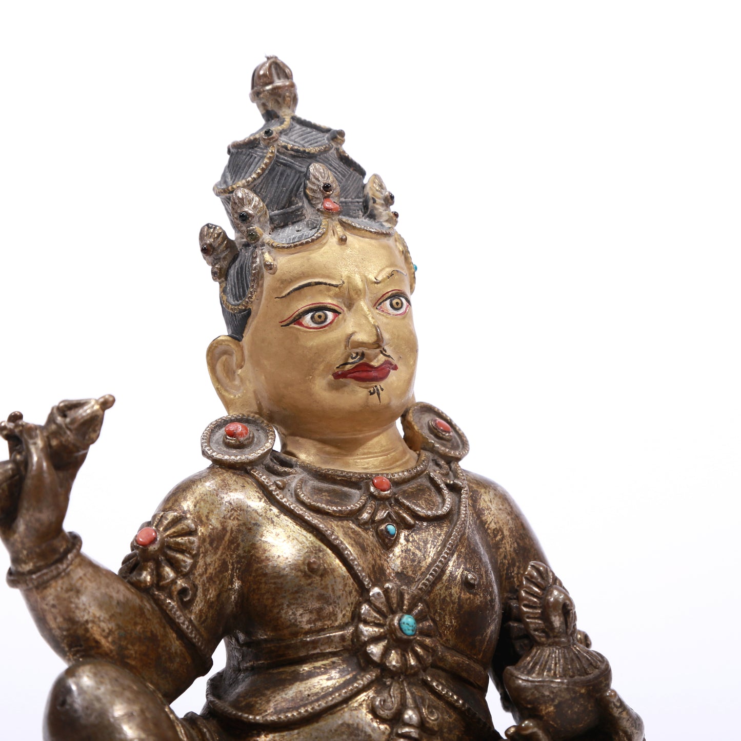 A Superb Gilt-Bronze Silver Figure Of Kubera With Inscriptions