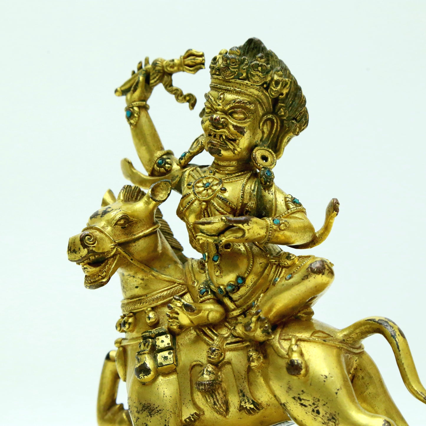 A Superb Gilt-Bronze Figure Of Kubera Seated On A Horse, With Inscriptions