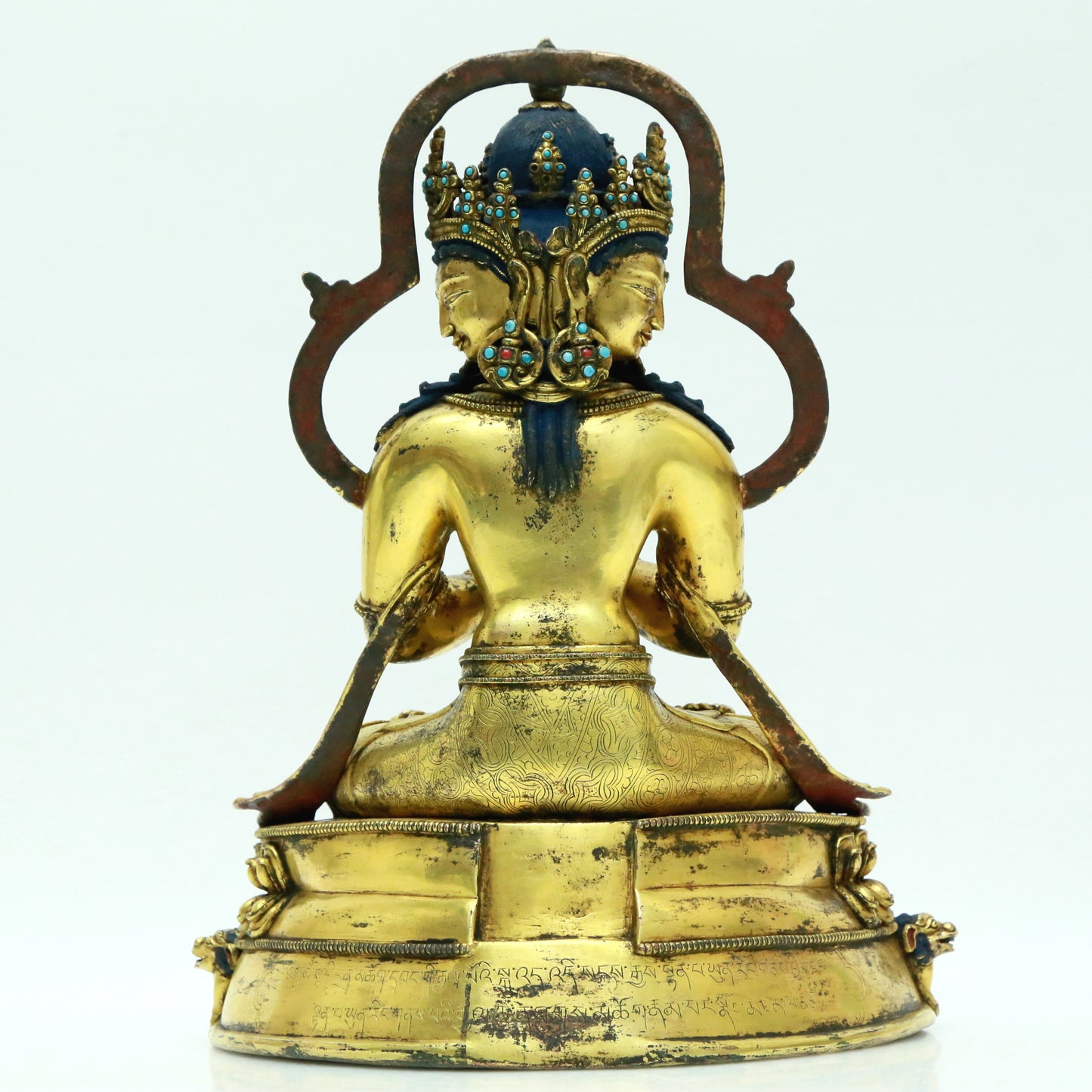 An Archaic Gilt-Bronze Gem-Inlaid Figure Of Bodhisattva With Inscriptions
