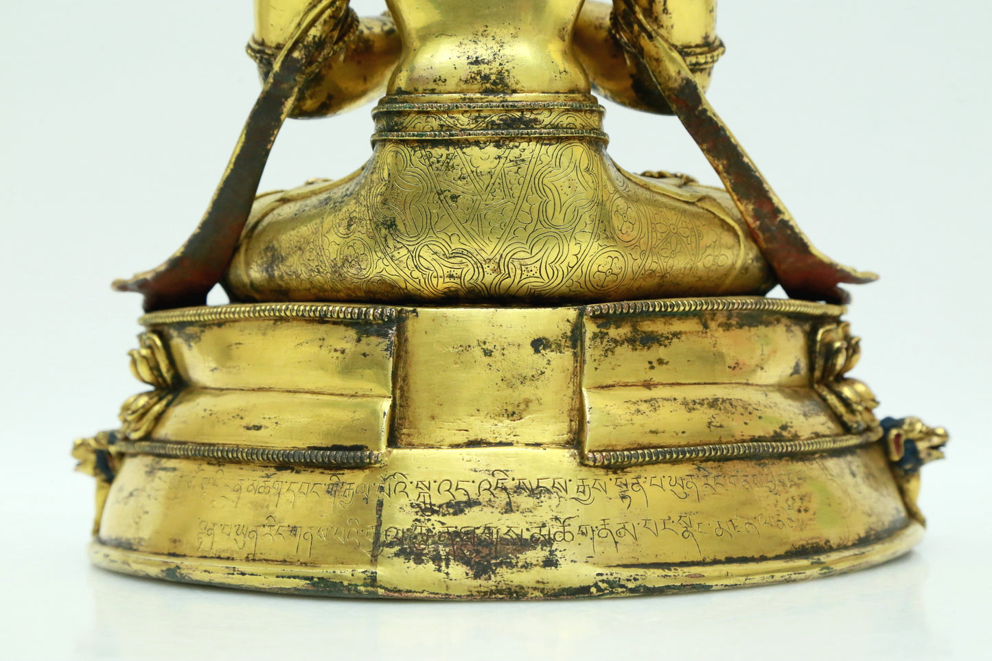 An Archaic Gilt-Bronze Gem-Inlaid Figure Of Bodhisattva With Inscriptions