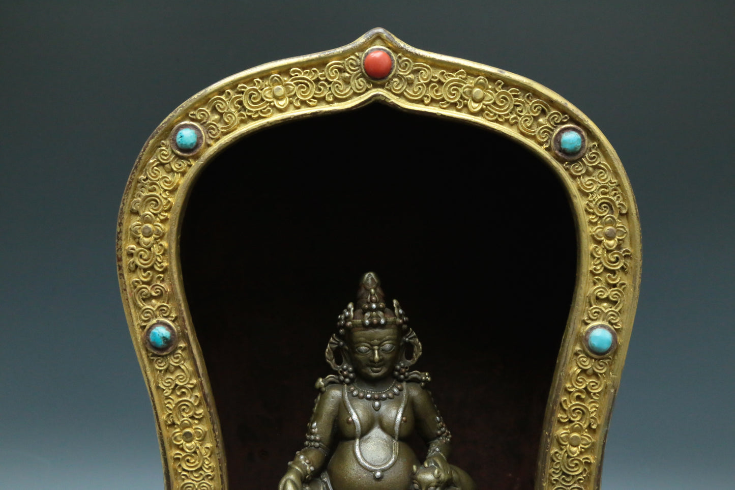 A Wonderful Alloy Copper Silver-Inlaid Figure Of Kubera And A Gilt-Bronze 'Weapons Of The Eight Immortals' Buddhist Shrine With Inscriptions