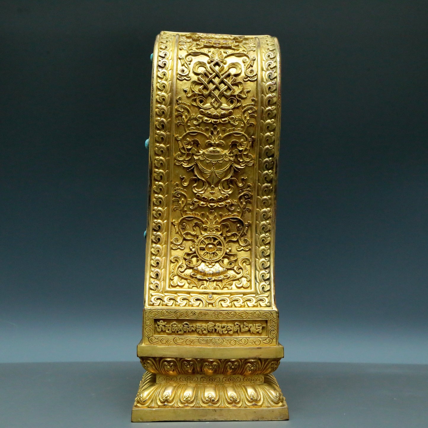 A Wonderful Alloy Copper Silver-Inlaid Figure Of Kubera And A Gilt-Bronze 'Weapons Of The Eight Immortals' Buddhist Shrine With Inscriptions