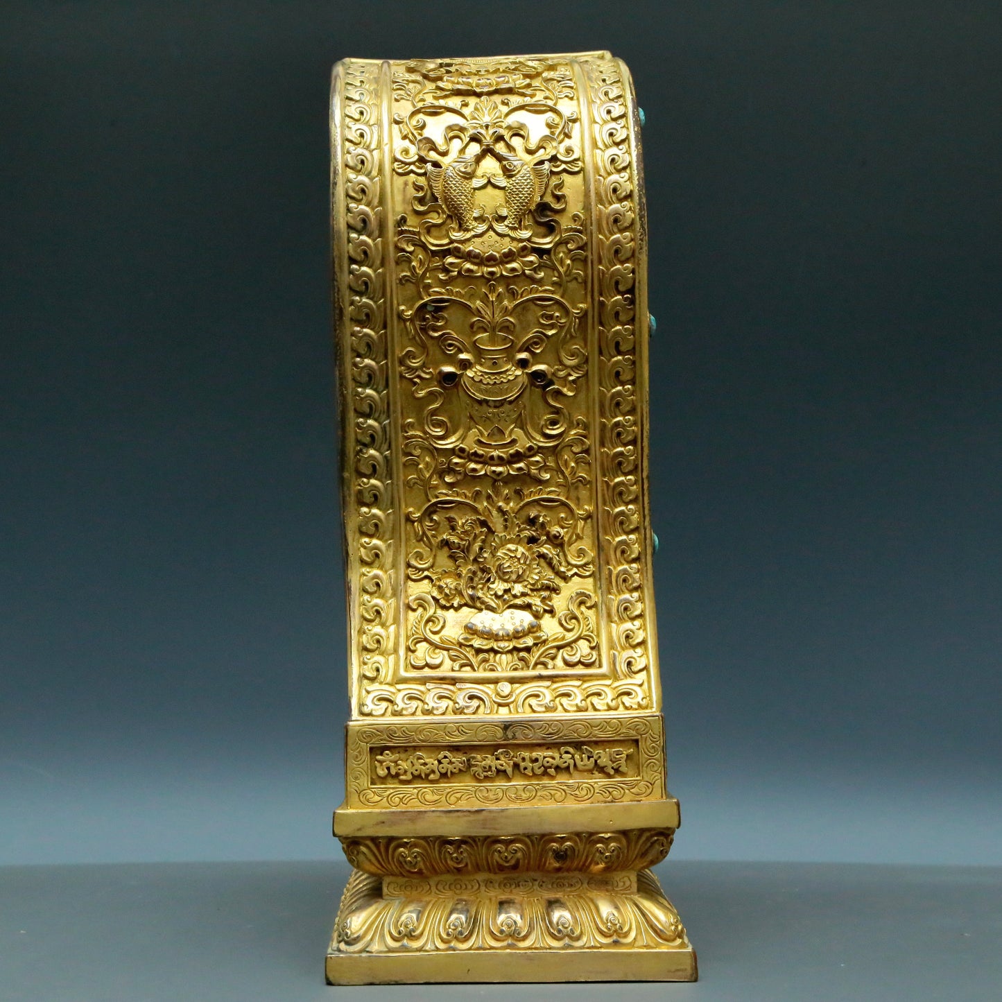 A Wonderful Alloy Copper Silver-Inlaid Figure Of Kubera And A Gilt-Bronze 'Weapons Of The Eight Immortals' Buddhist Shrine With Inscriptions