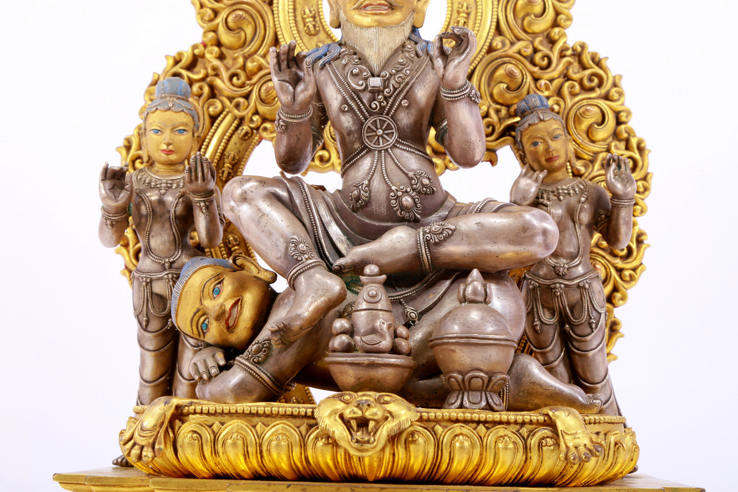 A Splendid Gilt-Bronze Silver Figure Of Mahasiddha