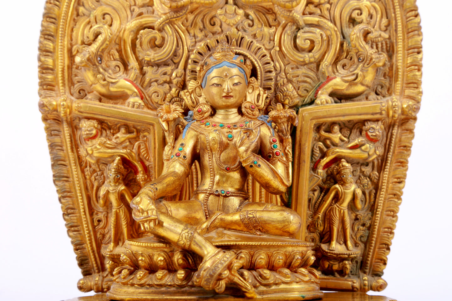 A Splendid Gilt-Bronze Gem-Inlaid Figure Of Green Tara