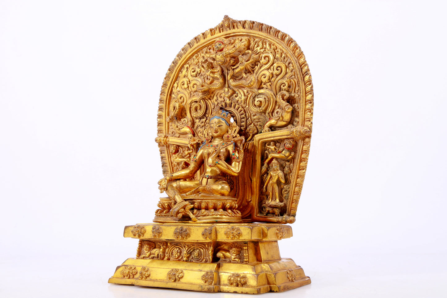 A Splendid Gilt-Bronze Gem-Inlaid Figure Of Green Tara