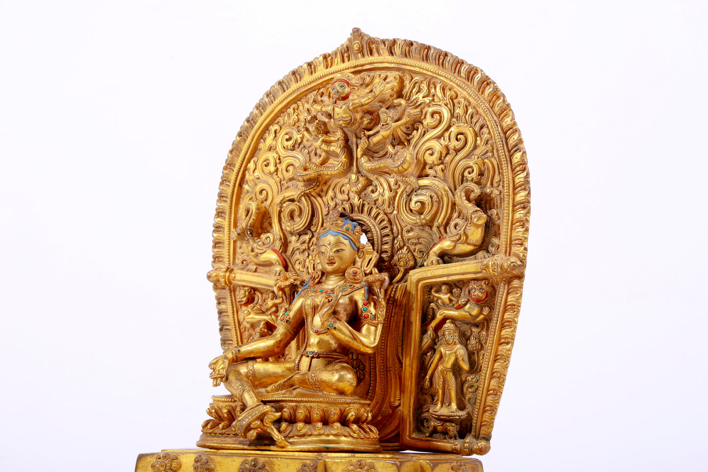 A Splendid Gilt-Bronze Gem-Inlaid Figure Of Green Tara