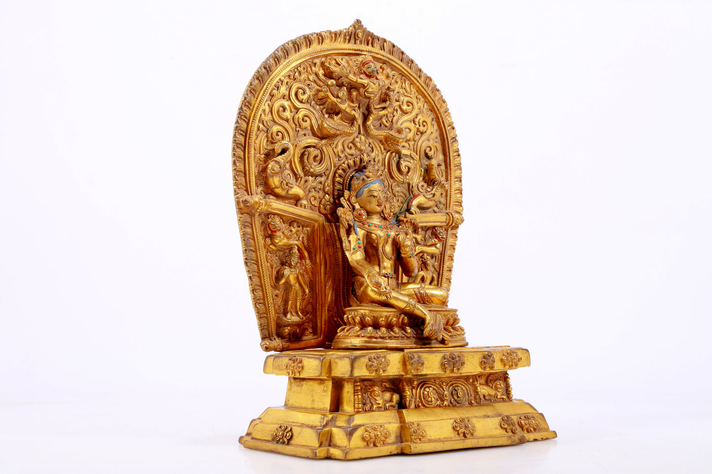 A Splendid Gilt-Bronze Gem-Inlaid Figure Of Green Tara