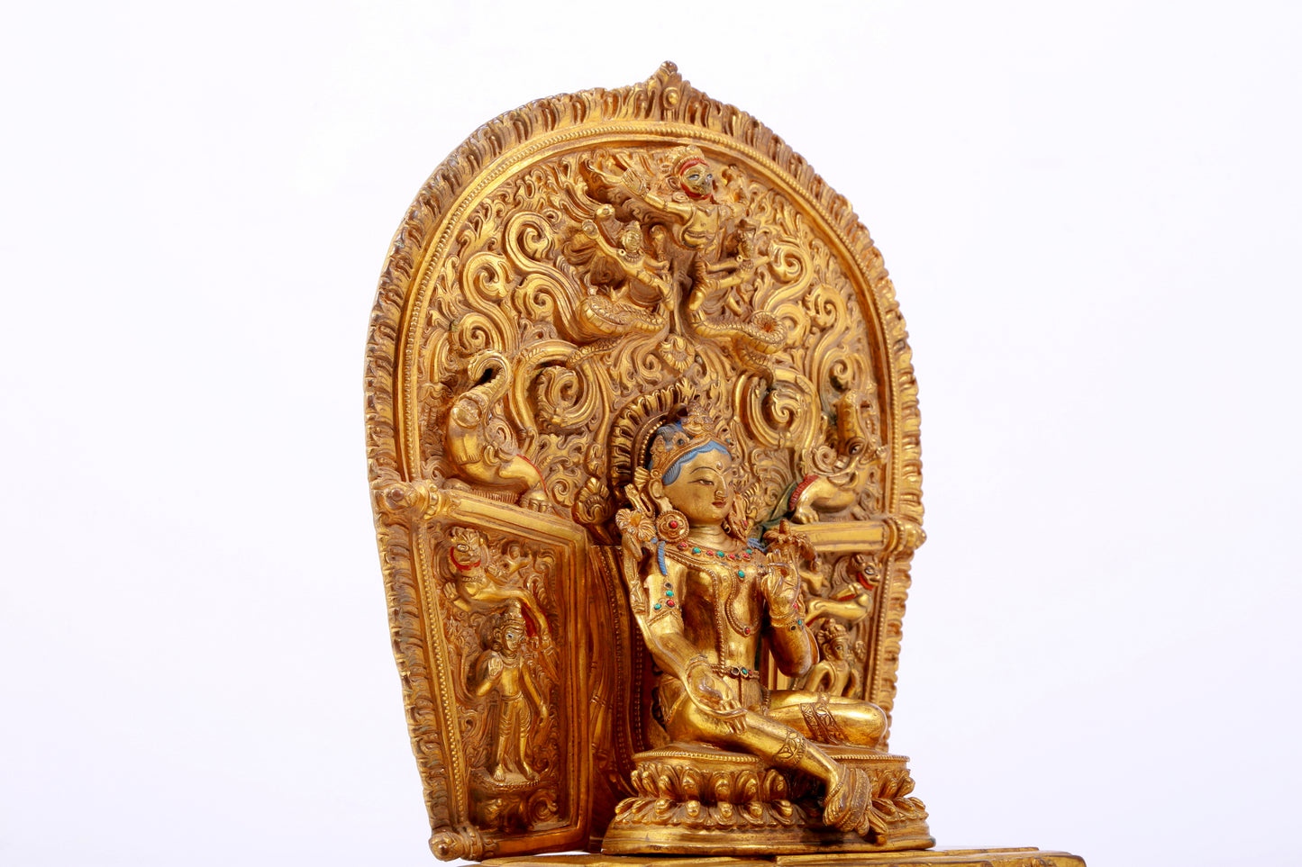 A Splendid Gilt-Bronze Gem-Inlaid Figure Of Green Tara