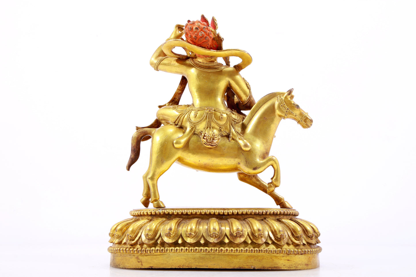 A Wonderful Gilt-Bronze Figure Of Vajrapani Seated On A Horse