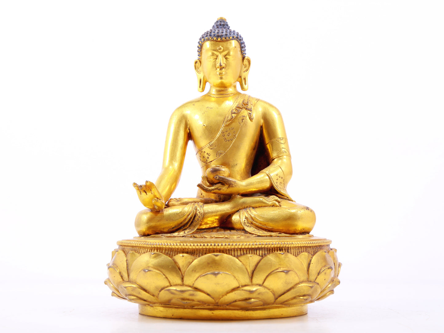 A Wonderful Set Of Three Gilt-Bronze Figures Of Buddha Shakyamuni