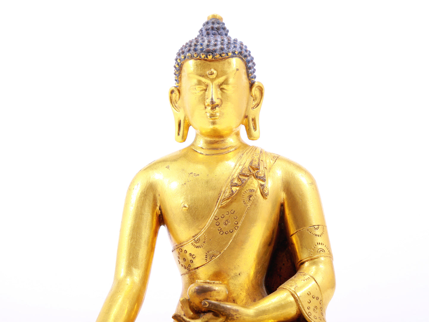 A Wonderful Set Of Three Gilt-Bronze Figures Of Buddha Shakyamuni