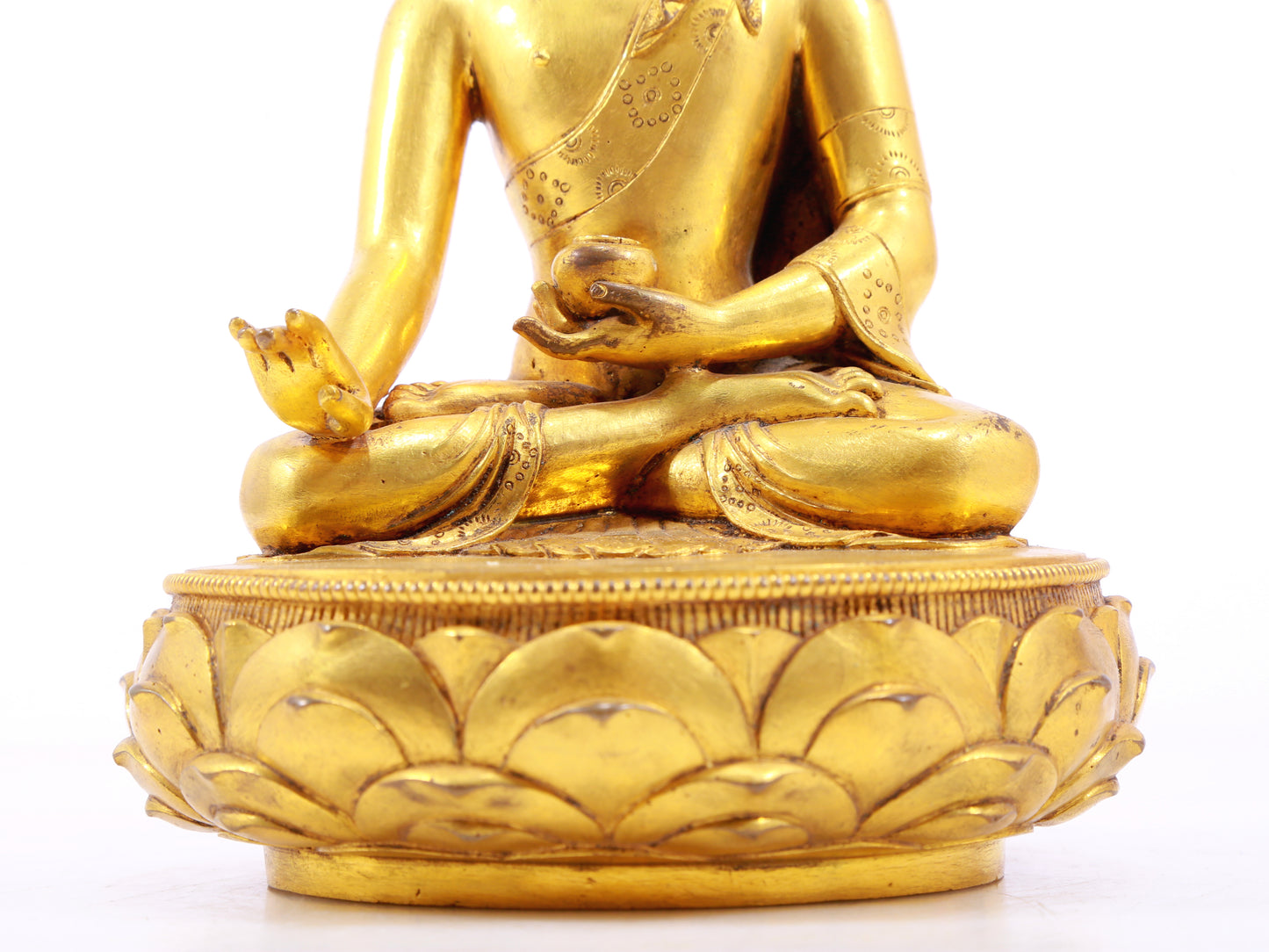A Wonderful Set Of Three Gilt-Bronze Figures Of Buddha Shakyamuni