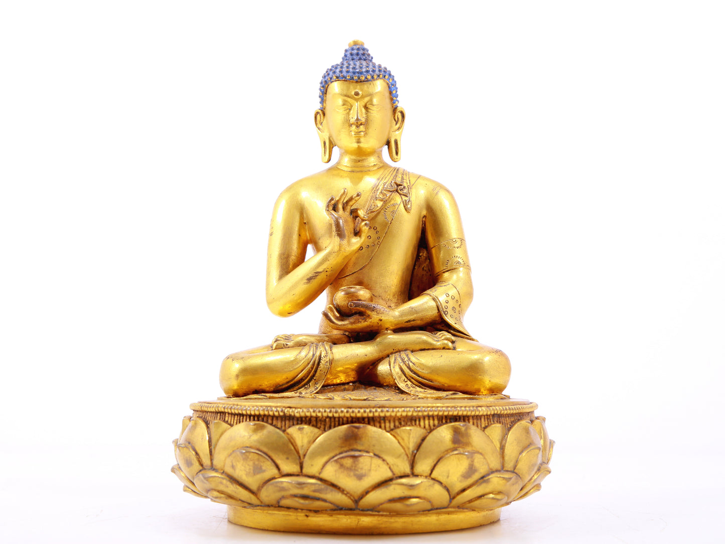 A Wonderful Set Of Three Gilt-Bronze Figures Of Buddha Shakyamuni
