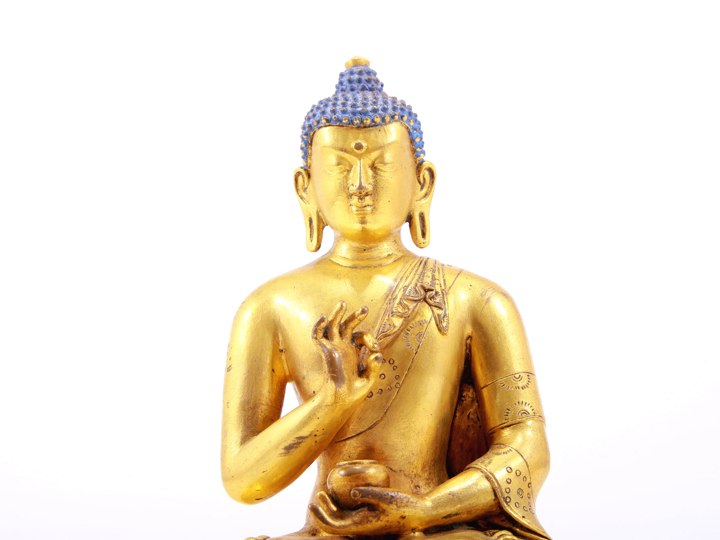 A Wonderful Set Of Three Gilt-Bronze Figures Of Buddha Shakyamuni