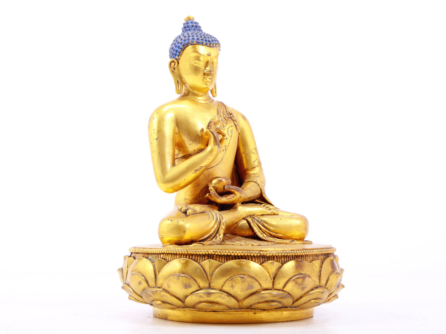 A Wonderful Set Of Three Gilt-Bronze Figures Of Buddha Shakyamuni