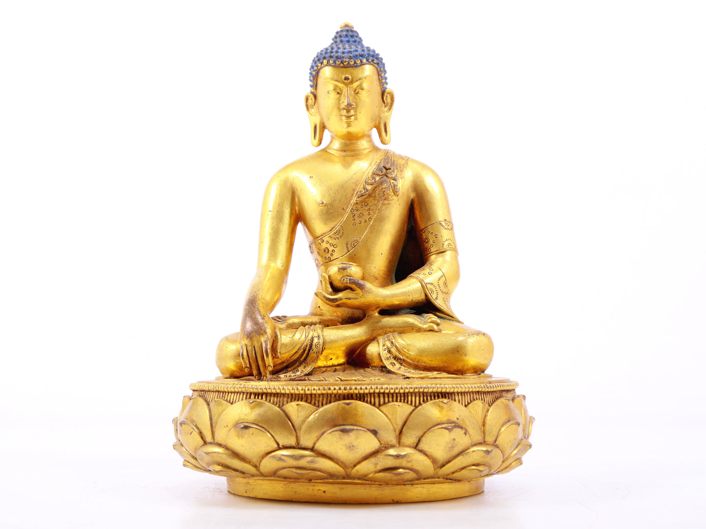 A Wonderful Set Of Three Gilt-Bronze Figures Of Buddha Shakyamuni