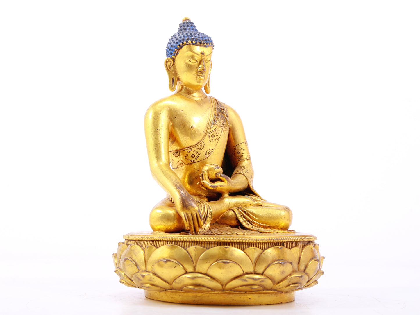 A Wonderful Set Of Three Gilt-Bronze Figures Of Buddha Shakyamuni