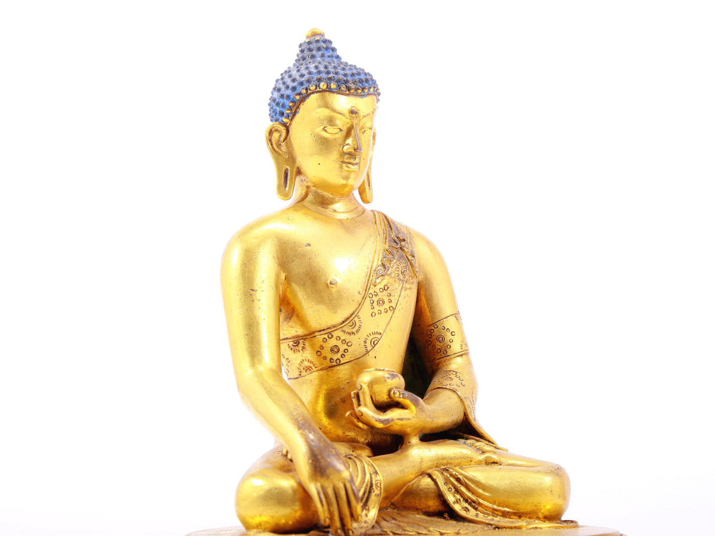 A Wonderful Set Of Three Gilt-Bronze Figures Of Buddha Shakyamuni