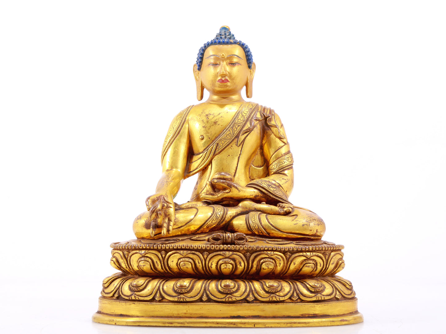 A Wonderful Set Of Three Gilt-Bronze Figures Of Buddha Shakyamuni