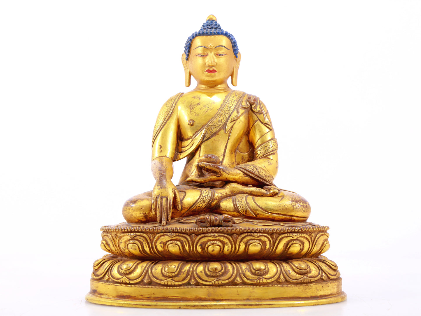 A Wonderful Set Of Three Gilt-Bronze Figures Of Buddha Shakyamuni